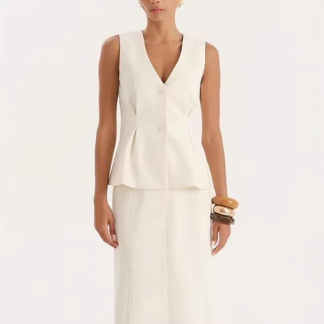 Damen elegante Bluse mit V-Ausschnitt und plissierten Details Drune
