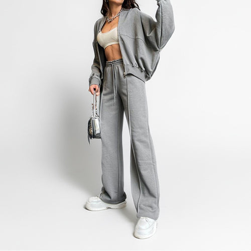 Damen lässiges Freizeit-Set mit weitem Schnitt und elastischem Bund Drune