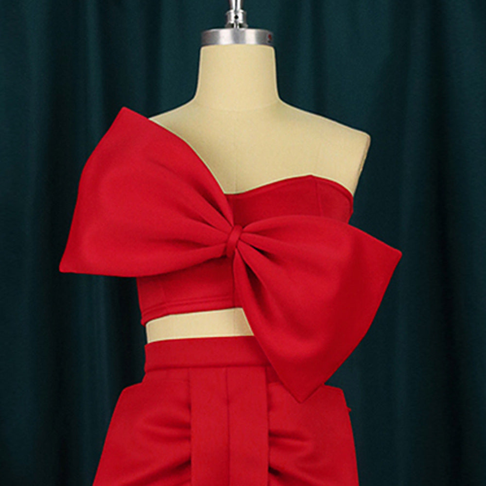 Damen Elegantes Oberteil mit asymmetrischem Schnitt und auffälliger Schleife Drune