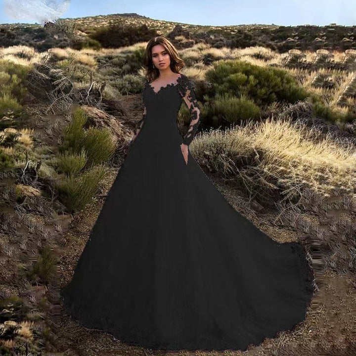 Elegantes Damen Hochzeitskleid mit Spitzenverarbeitung & voluminösem Rock für Hochzeit | Drune