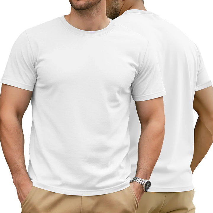 Herren nan Basic Kurzarm-T-Shirt aus hochwertigem Baumwollmix mit Rundhalsausschnitt, flachen Nähten und Regular Fit Drune