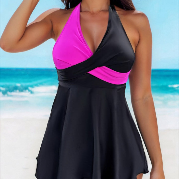 Damen Badekleid mit modischem Wickeldesign und figurformender Silhouette Drune