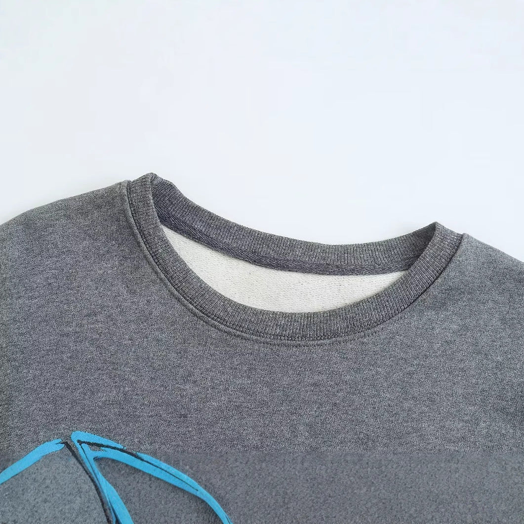 Damen trendiger Sweatshirt mit grafischen Designs Drune