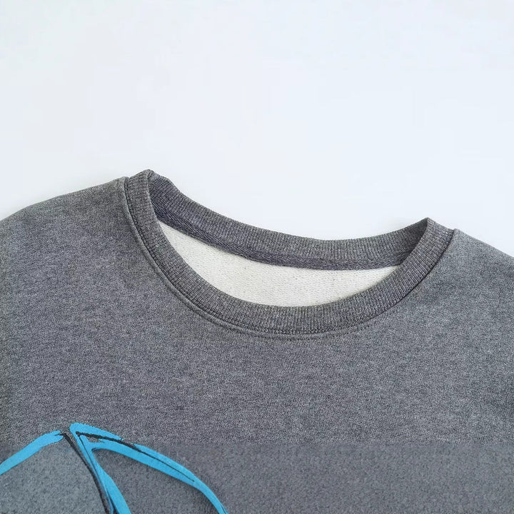 Damen trendiger Sweatshirt mit grafischen Designs Drune