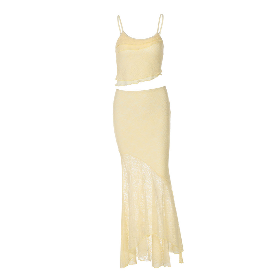 Damen Elegantes Maxikleid mit Längsnaht und Spaghettiträgern Drune