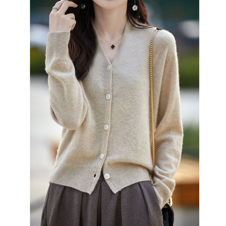 Damen modischer Cardigan mit Knopfverschluss und luxuriösem Material Drune