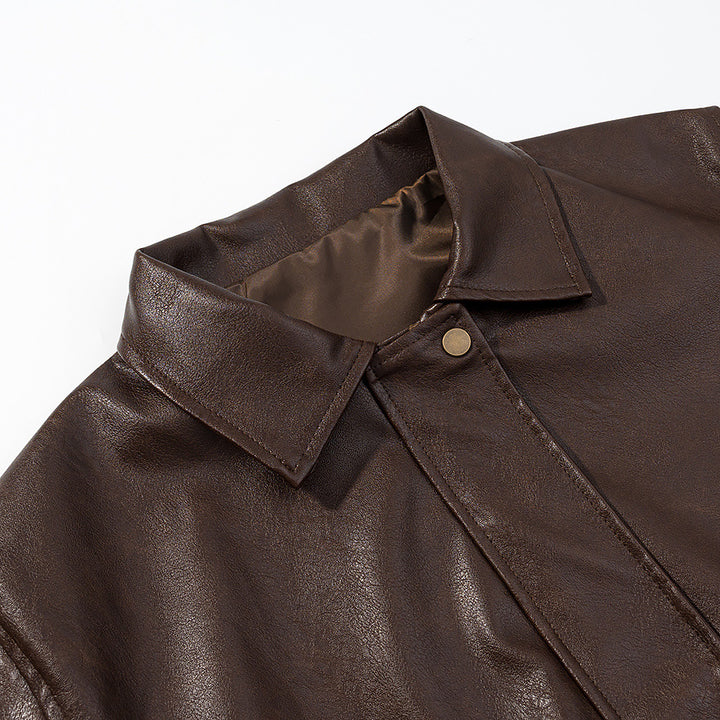 Damen Lederjacke mit praktischen Taschen und elastischem Bund Drune