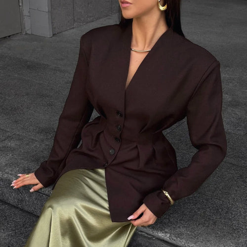 Damen Modischer Blazer mit tailliertem Schnitt und eleganten Knopfdetails Drune