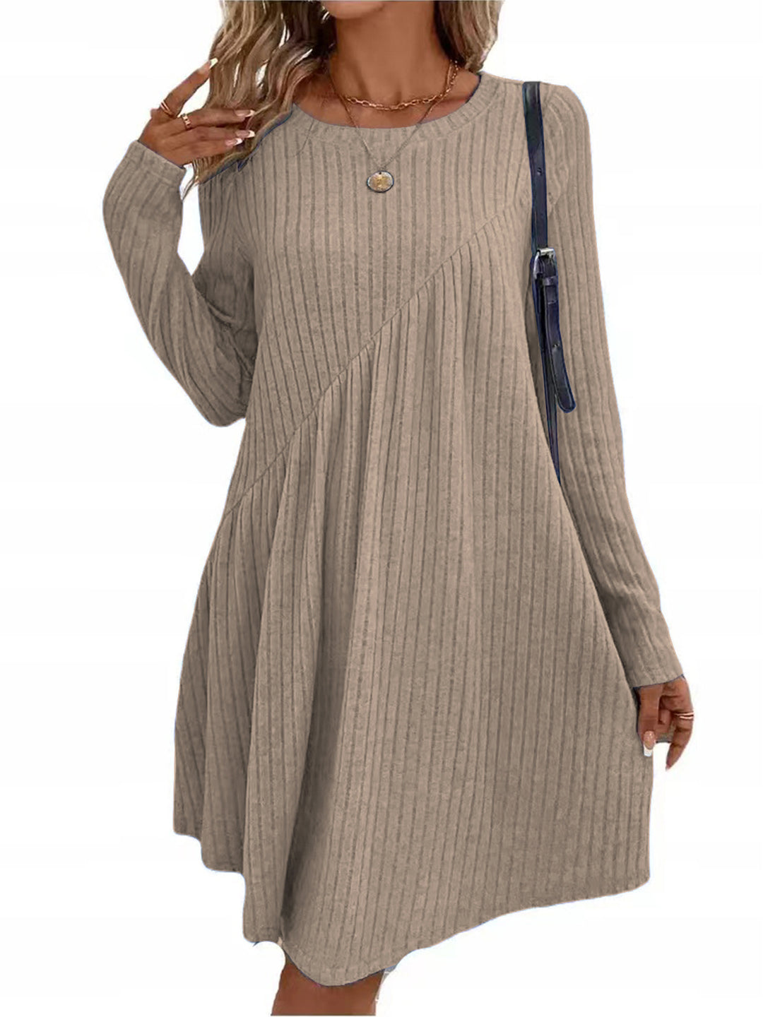 Damen lässiges Ripp-Kleid mit asymmetrischem Design Drune
