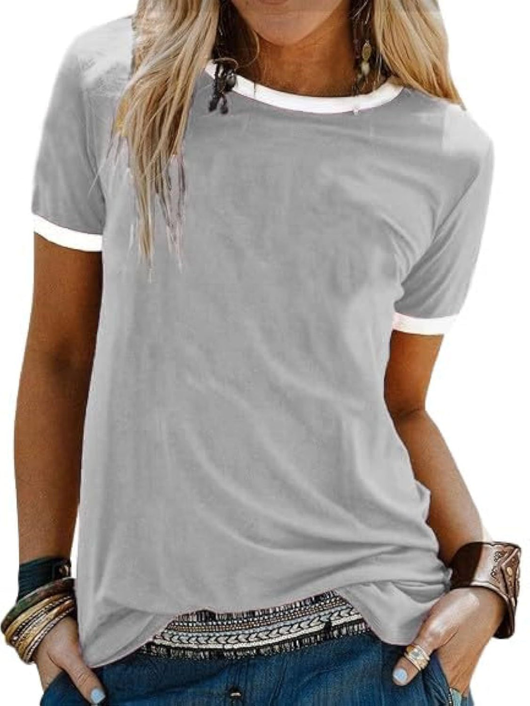 Damen T-Shirt mit kontrastierenden Ärmeln Drune
