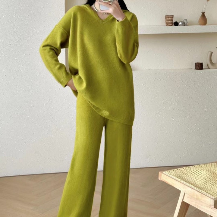 Damen lässiger Strickanzug mit weichem Material und entspannter Passform Drune