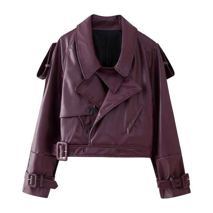 Damen Lederimitat Bikerjacke mit asymmetrischem Schnitt und praktischen Taschen Drune