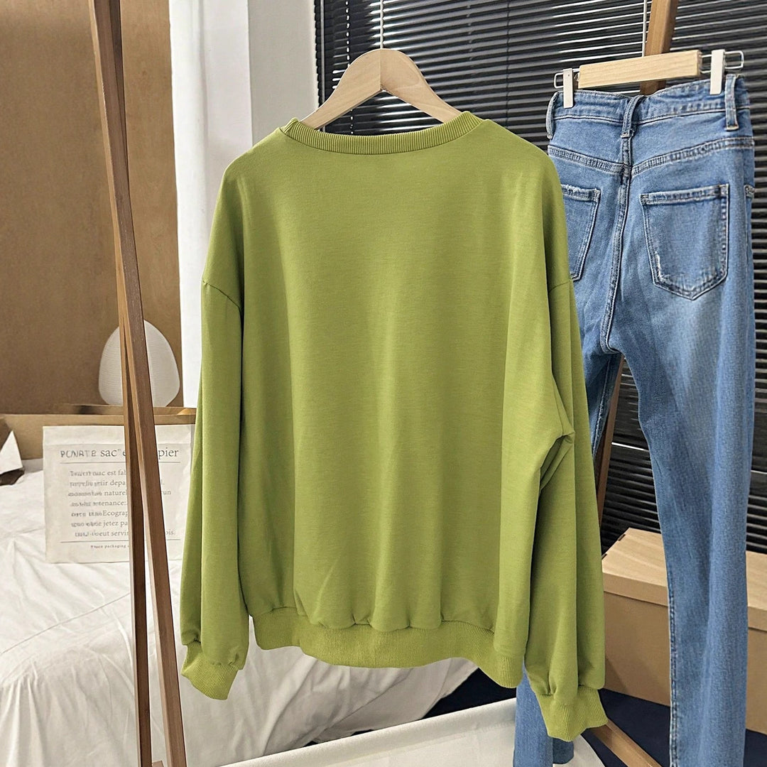 Damen lässiger Sweatshirt mit auffälligem Schriftzug Drune