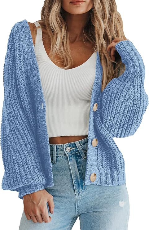 Damen Strickjacke mit Ballonärmeln Drune