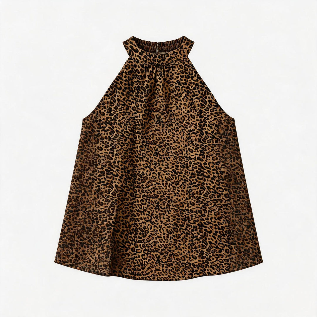 Damen Asymmetrisches Haltertop mit Leopardenmuster Drune