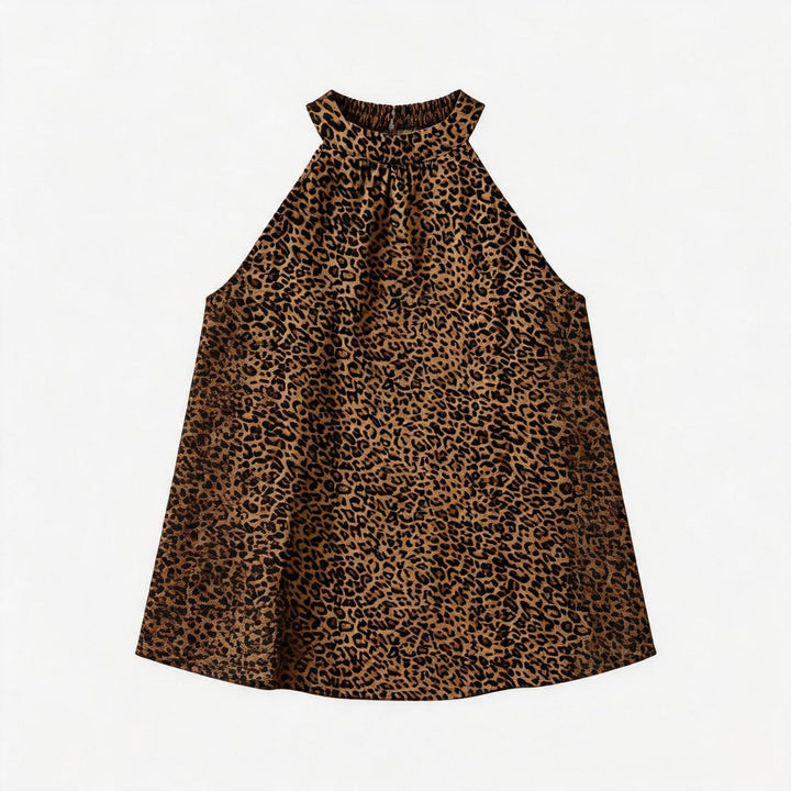 Damen Asymmetrisches Haltertop mit Leopardenmuster Drune