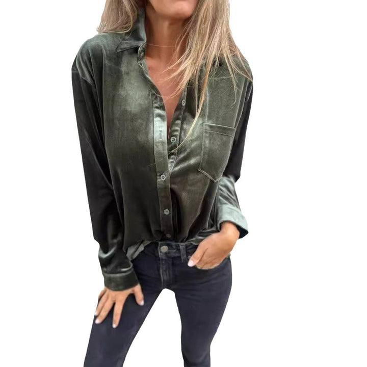Damen Satin-Bluse mit edlem Glanz und hochwertiger Knopfleiste Drune