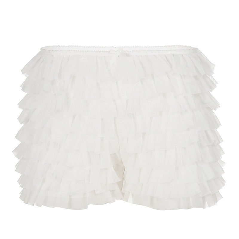 Damen Rüschen-Shorts mit elastischem Bund und verspieltem Design Drune