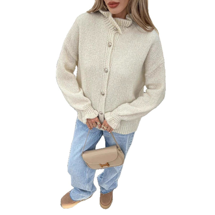 Damen lässige und oversized Strickjacke mit Knopfleiste Drune
