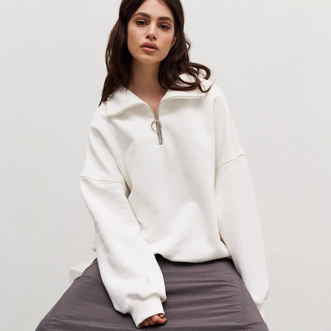 Damen Sportlicher Stehkragen Pullover Drune