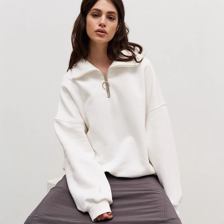 Damen Sportlicher Stehkragen Pullover Drune