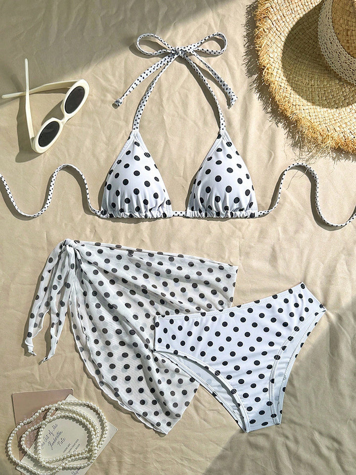 Damen Triangel-Bikini mit dekorativem Pareo Drune