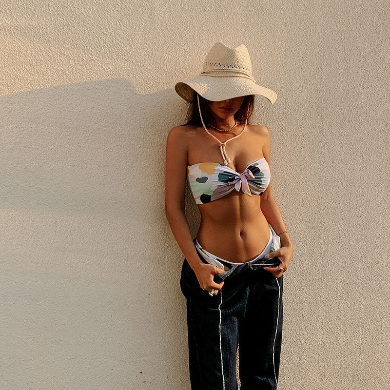 Damen Bikini-Set mit stilvollem Knotendesign und hohem Beinausschnitt Drune