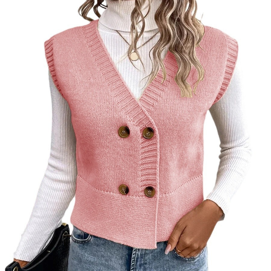 Damen Strickweste mit doppelter Knopfleiste Drune