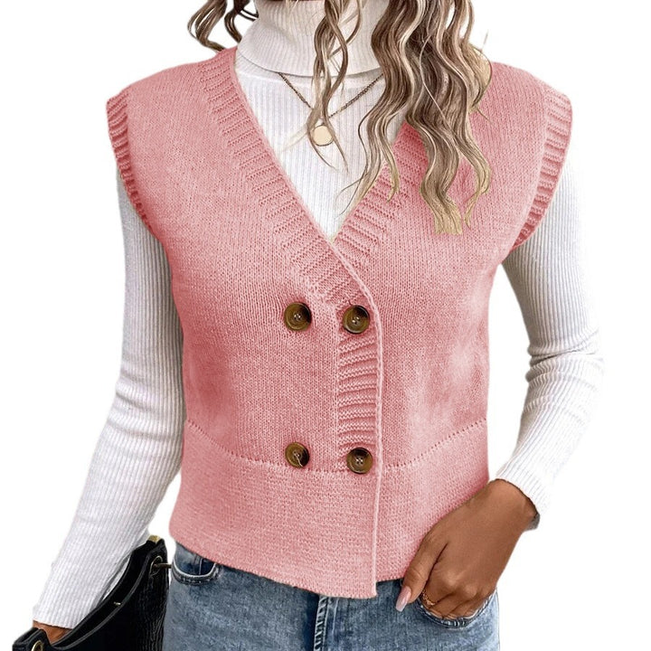 Damen Strickweste mit doppelter Knopfleiste Drune