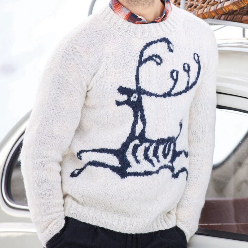 Herren Pullover mit festlichem Rentier-Motiv und hochwertiger Wollmischung Drune