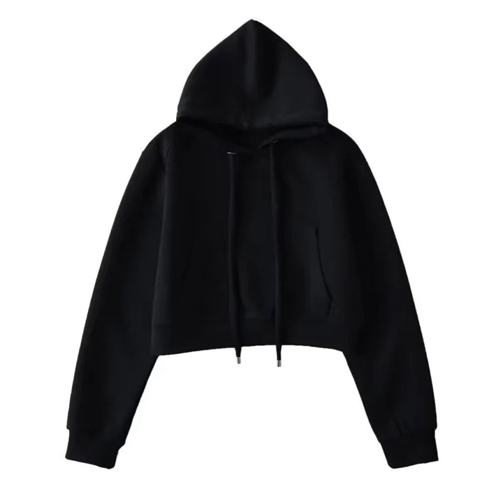 Damen modischer cropped Kapuzenpullover aus sweatshirt Material Drune