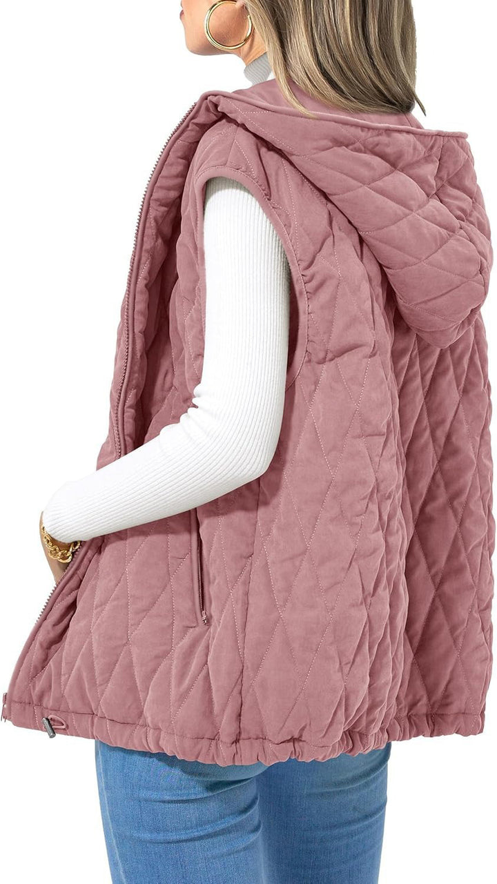 Damen gesteppte Hoodie-Weste mit praktischen Taschen Drune