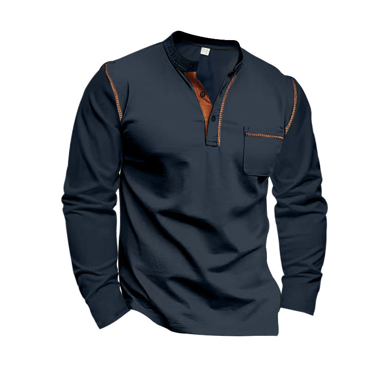 Herren Langarm-Henley-Shirt mit modischer Akzentnaht Drune