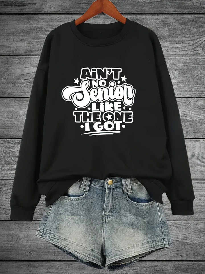 Damen Sweatshirt mit lässigem Spruchdesign Drune