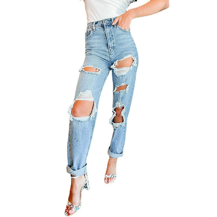 Damen Destroyed Jeans im lässigen Boyfriend-Stil Drune