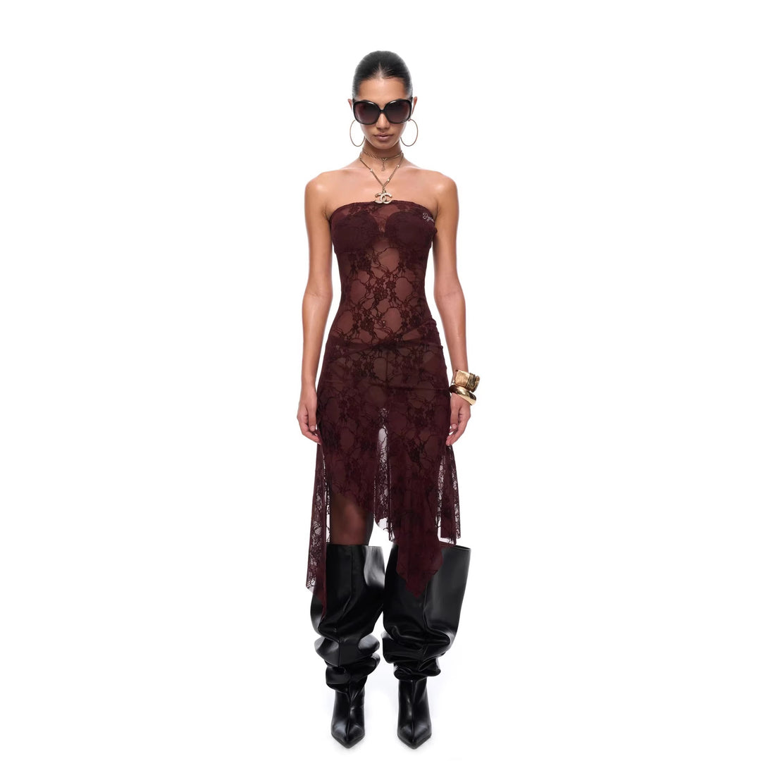 Damen Elegant geschnittenes Spitzenkleid Drune