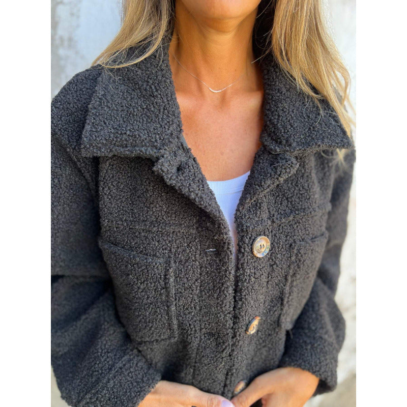 Damen kuschelige Teddyjacke mit praktischen Taschen Drune