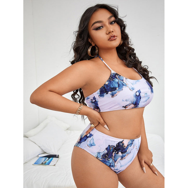 Damen Triangel-Bikini mit floralem Design und elastischem Bund Drune