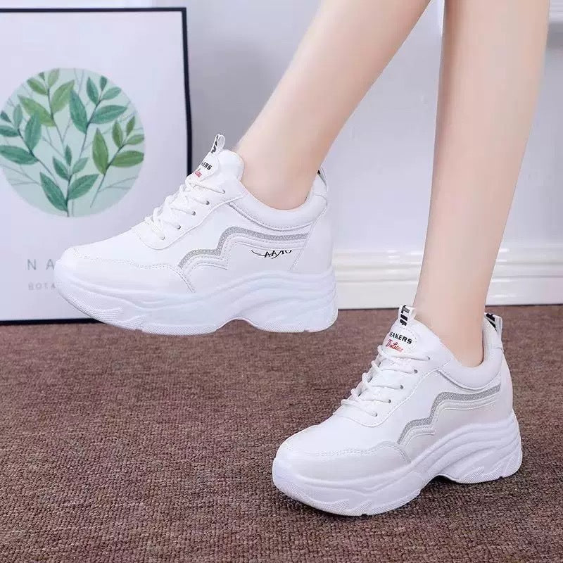 Damen Sportliche Sneakers mit modischem Plateau und atmungsaktivem Obermaterial Drune