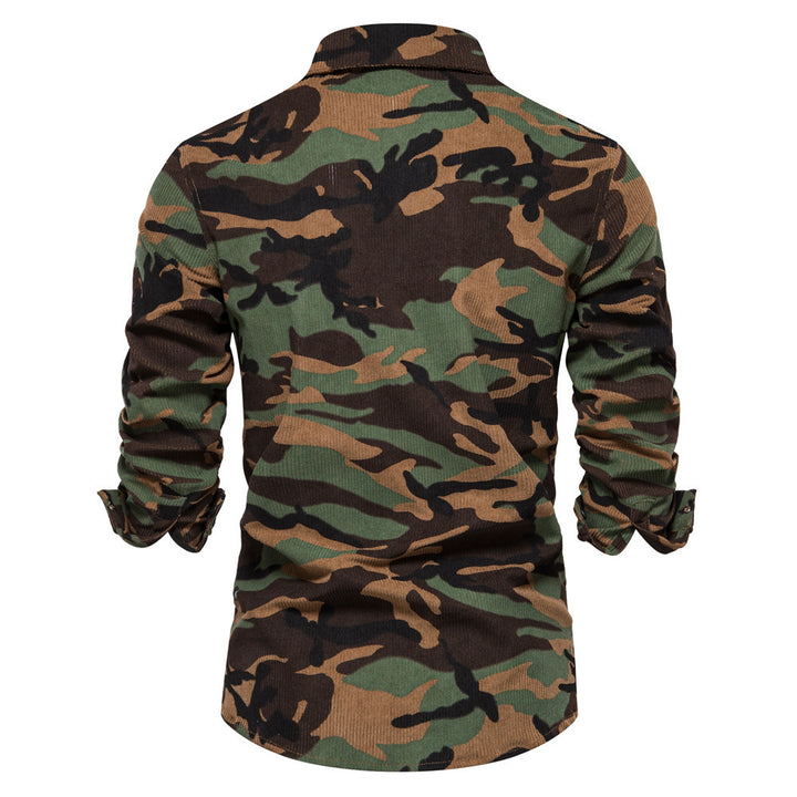 Herren nan feines Cord-Übershirt mit Brustpatten, durchgehender Knopfleiste und körpernaher Silhouette Drune