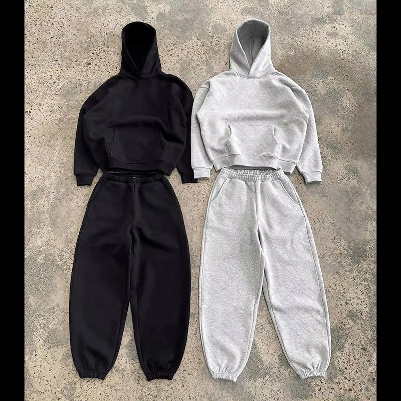 Herren nan urbaner Boxy-Hoodie mit verkürztem Rumpf, überschnittener Schulter und weichem Fleece-Innenfutter Drune