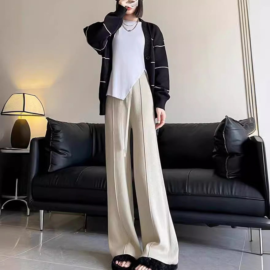 Damen weite Strickhose mit strukturiertem Design Drune