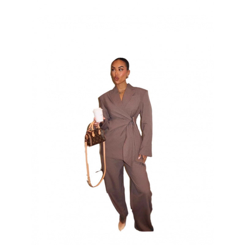 Damen modisches Blazer und Hose Set mit tailliertem Schnitt Drune