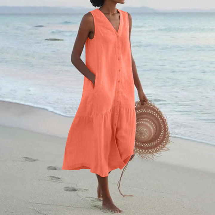 Damen Sommerliches Leinenkleid Drune