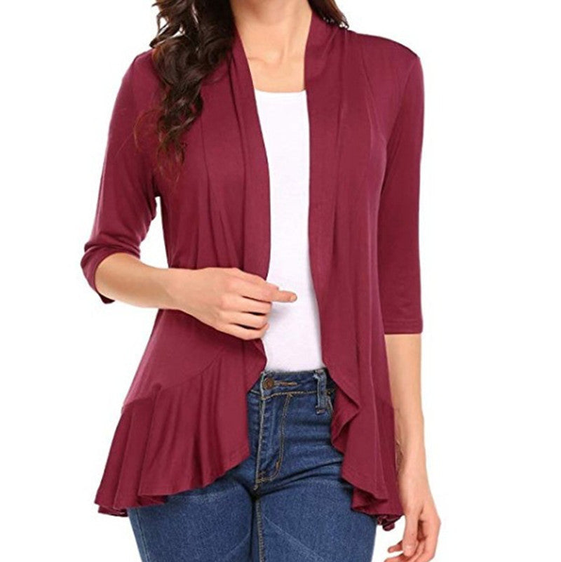 Damen Modische Strickjacke mit asymmetrischem Schnitt und Flatterdetails Drune