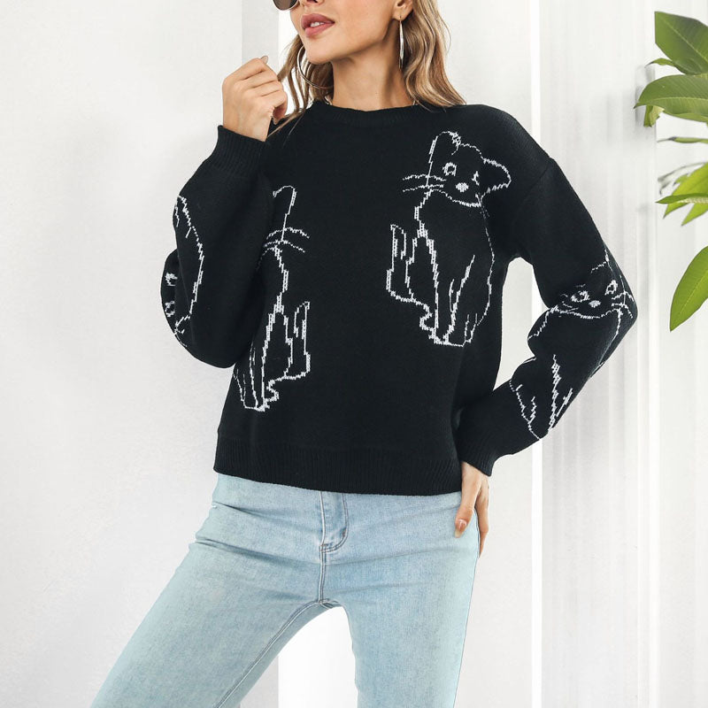 Drune | Strick mit Katzenmuster