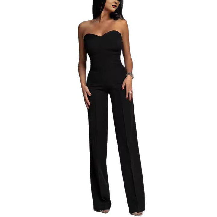Damen Jumpsuit mit herzförmigem Ausschnitt und weitem Bein Drune