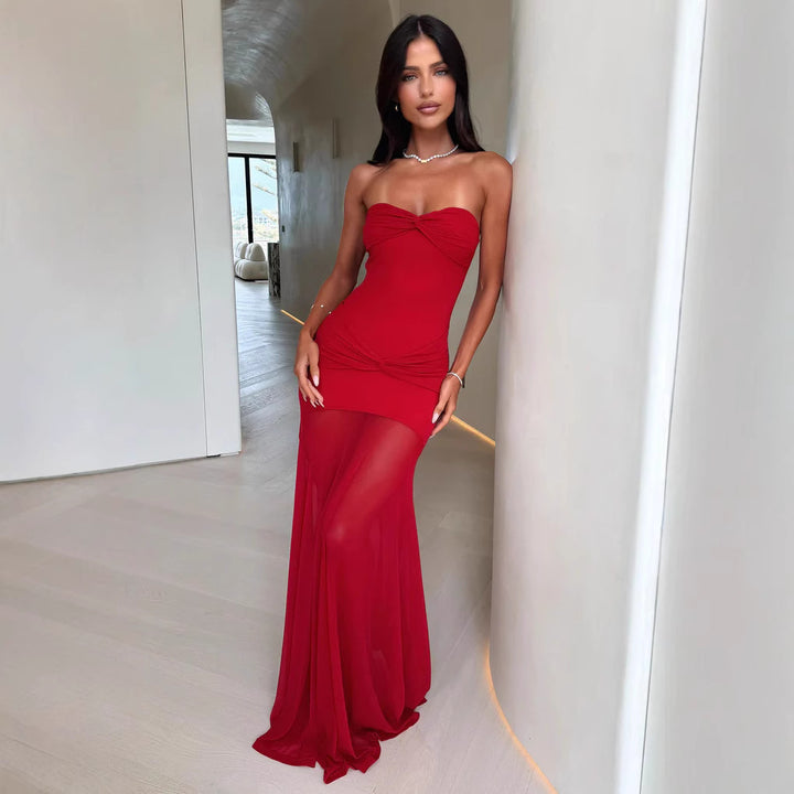 Damen Elegantes Abendkleid mit schulterfreiem Design und figurbetontem Schnitt Drune