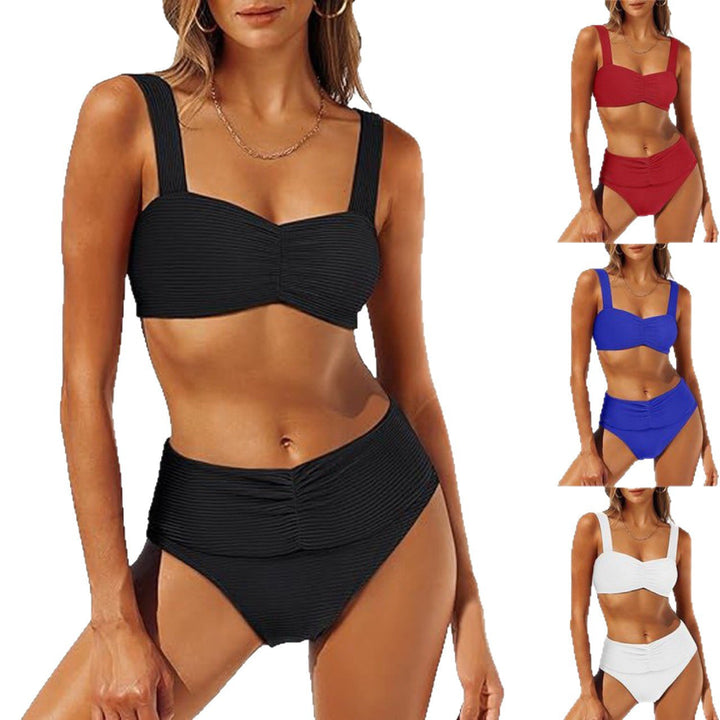 Damen Hochtailliertes Bikini-Set mit gerafftem Oberteil Drune
