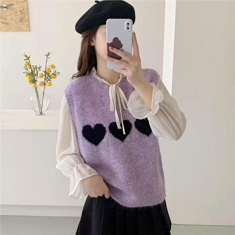 Damen Strickpullover mit Herzmotiv Drune